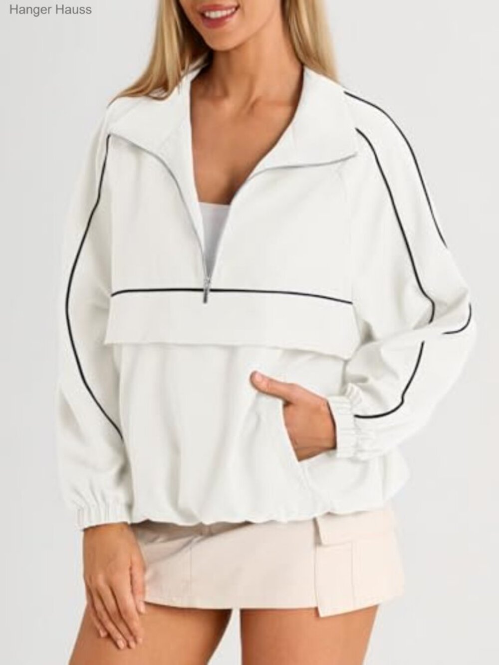 Women's UPF 50+ Quarter Zip Pullover Lightweight Athletic Windbreaker Jacket - Picture 2 of 6